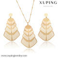 63234-Xuping 18k Banhado Declaração Womens Wedding Jewelry Set Com Pingentes Colar e Brincos